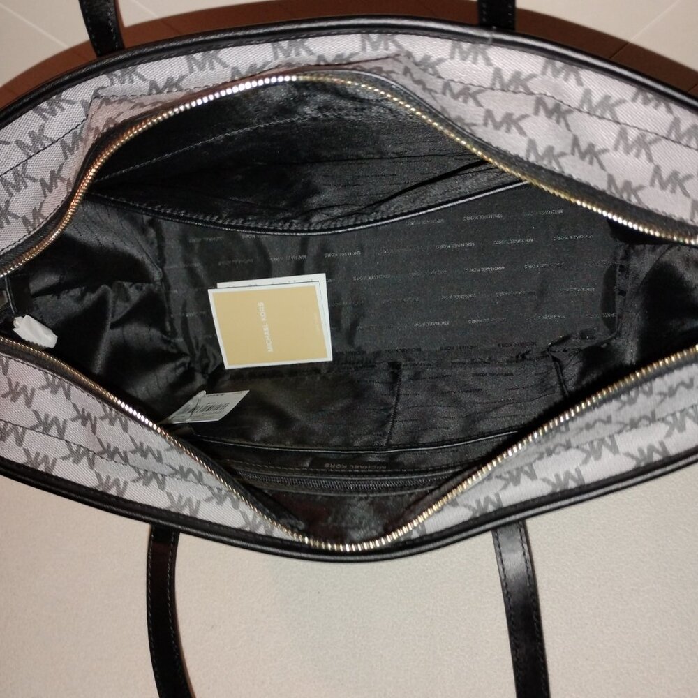 Michael Kors Emry Zip Top Tote - Large ,Black/Gray Monogram - Picture 11 of 14